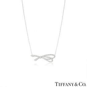 Tiffany & Co. White Gold Diamond Bow Necklace